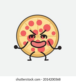 Ilustración vectorial del personaje de Pizza con cara linda y simple dibujo de línea corporal en un fondo aislado