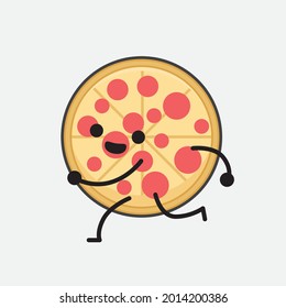 Ilustración vectorial del personaje de Pizza con cara linda y simple dibujo de línea corporal en un fondo aislado