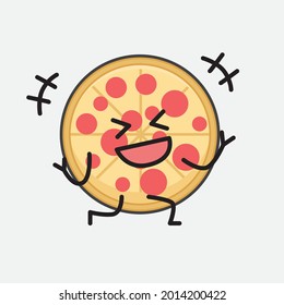 Ilustración vectorial del personaje de Pizza con cara linda y simple dibujo de línea corporal en un fondo aislado
