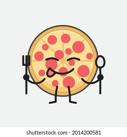 Ilustración vectorial del personaje de Pizza con cara linda y simple dibujo de línea corporal en un fondo aislado