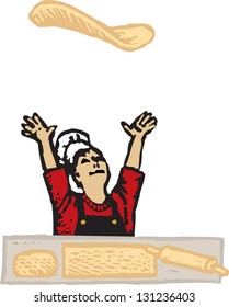 Vector illustration of pizza chef