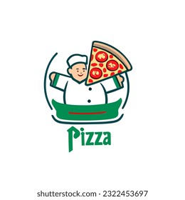 vector illustration of pizza chef icon logo symbol symbol