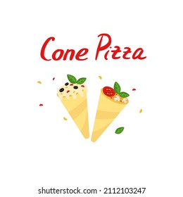 Vector illustration of pizza cones isolated on white background.