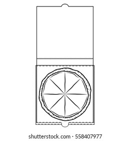 Vector Illustration of pizza craft Box for Design, Website, Background, Banner. Delivery Folding package Template.