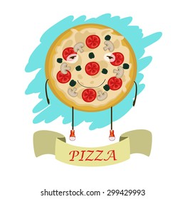 Vector Illustration Pizza Face Arms Legs Stock Vector (Royalty Free ...