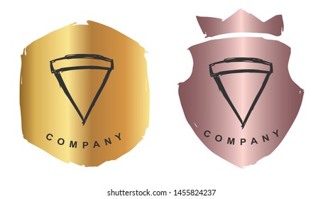 Vector Illustration of Pizza Fast Food with Rose Gold and Gold Banner or Background. Graphic Design for Logo and T-shirt.