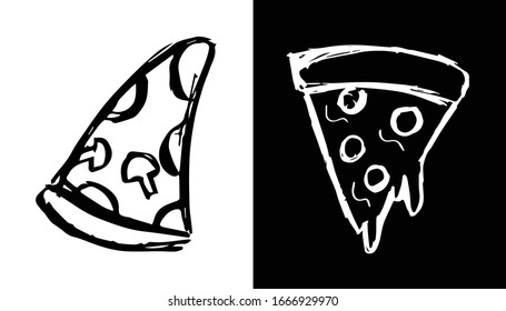 Vector Illustration of Pizza Fast Food Icon on Isolated Background. Use This Set or Collection of Hand Drawing or Sketch For Graphic Design.