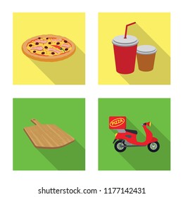 Vector illustration of pizza and food icon. Set of pizza and italy vector icon for stock.