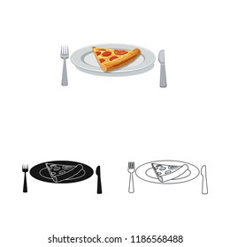 Vector illustration of pizza and food icon. Set of pizza and italy stock vector illustration.