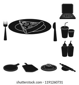 Vector illustration of pizza and food icon. Set of pizza and italy vector icon for stock.