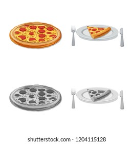 Vector illustration of pizza and food icon. Set of pizza and italy stock symbol for web.