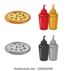 Vector illustration of pizza and food icon. Set of pizza and italy stock vector illustration.