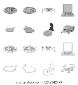 Vector illustration of pizza and food icon. Set of pizza and italy stock vector illustration.