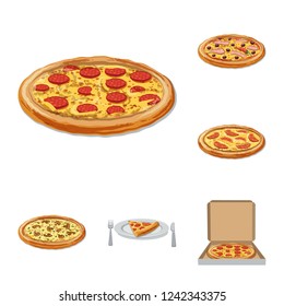 Vector illustration of pizza and food icon. Collection of pizza and italy stock symbol for web.