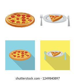Vector illustration of pizza and food icon. Set of pizza and italy stock vector illustration.