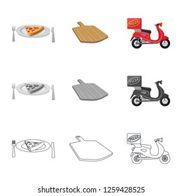 Vector illustration of pizza and food icon. Collection of pizza and italy vector icon for stock.