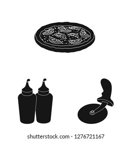 Vector illustration of pizza and food icon. Set of pizza and italy stock symbol for web.