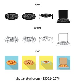 Vector illustration of pizza and food icon. Collection of pizza and italy vector icon for stock.