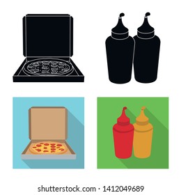 Vector illustration of pizza and food icon. Collection of pizza and italy vector icon for stock.