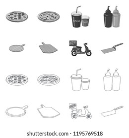 Vector illustration of pizza and food logo. Collection of pizza and italy stock symbol for web.