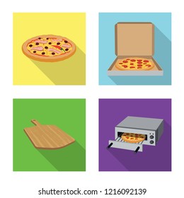 Vector illustration of pizza and food logo. Set of pizza and italy stock vector illustration.