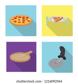 Vector illustration of pizza and food logo. Collection of pizza and italy vector icon for stock.