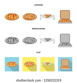 Vector illustration of pizza and food logo. Collection of pizza and italy vector icon.