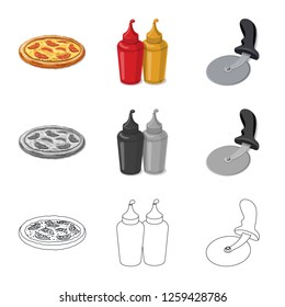 Vector illustration of pizza and food logo. Collection of pizza and italy stock vector illustration.