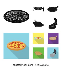 Vector illustration of pizza and food logo. Collection of pizza and italy vector icon for stock.