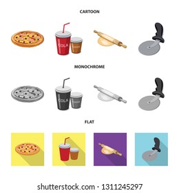 Vector illustration of pizza and food logo. Set of pizza and italy vector icon for stock.
