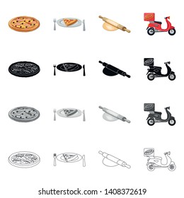 Vector illustration of pizza and food logo. Collection of pizza and italy stock symbol for web.