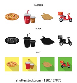 Vector illustration of pizza and food sign. Set of pizza and italy stock symbol for web.