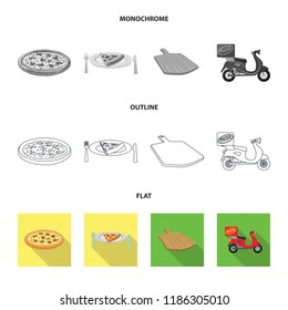 Vector illustration of pizza and food sign. Set of pizza and italy vector icon for stock.