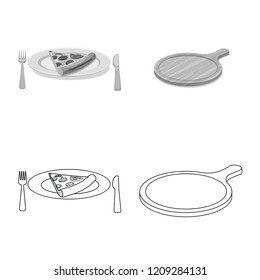 Vector illustration of pizza and food sign. Set of pizza and italy stock symbol for web.