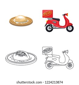 Vector illustration of pizza and food sign. Collection of pizza and italy stock symbol for web.