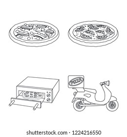 Vector illustration of pizza and food sign. Collection of pizza and italy stock symbol for web.