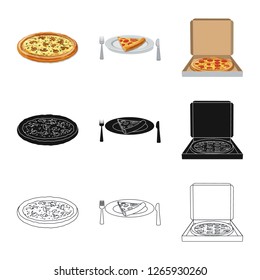 Vector illustration of pizza and food sign. Collection of pizza and italy stock symbol for web.