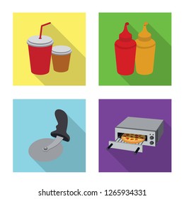 Vector illustration of pizza and food sign. Collection of pizza and italy stock symbol for web.