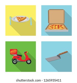 Vector illustration of pizza and food sign. Collection of pizza and italy stock vector illustration.