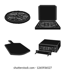 Vector illustration of pizza and food sign. Set of pizza and italy stock vector illustration.
