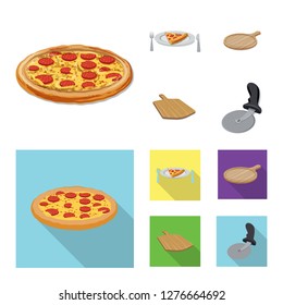 Vector illustration of pizza and food sign. Collection of pizza and italy vector icon for stock.