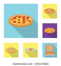 Vector illustration of pizza and food sign. Set of pizza and italy vector icon for stock.