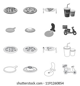 Vector illustration of pizza and food symbol. Collection of pizza and italy vector icon for stock.