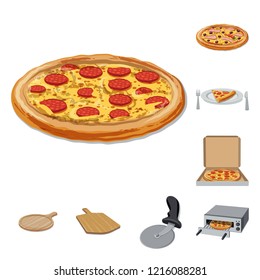 Vector illustration of pizza and food symbol. Collection of pizza and italy stock vector illustration.