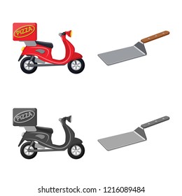 Vector illustration of pizza and food symbol. Set of pizza and italy stock symbol for web.