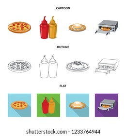 Vector illustration of pizza and food symbol. Collection of pizza and italy vector icon for stock.