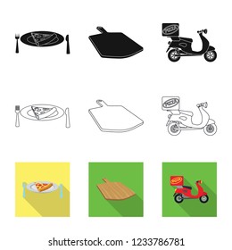 Vector illustration of pizza and food symbol. Set of pizza and italy stock symbol for web.