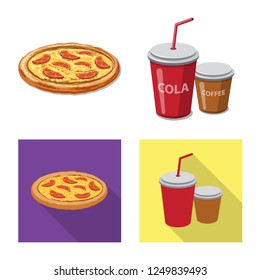 Vector illustration of pizza and food symbol. Set of pizza and italy stock symbol for web.