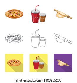 Vector illustration of pizza and food symbol. Collection of pizza and italy stock symbol for web.