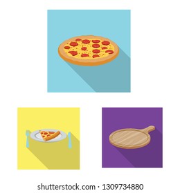 Vector illustration of pizza and food symbol. Collection of pizza and italy vector icon for stock.